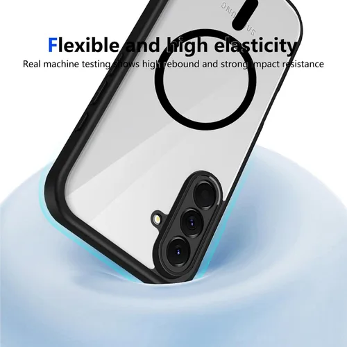 Vista 662 de Funda magnética transparente compatible con Xiaomi 17T, color negro 2 en 1 PC + TPU cubierta de teléfono a prueba de golpes, carcasa protectora