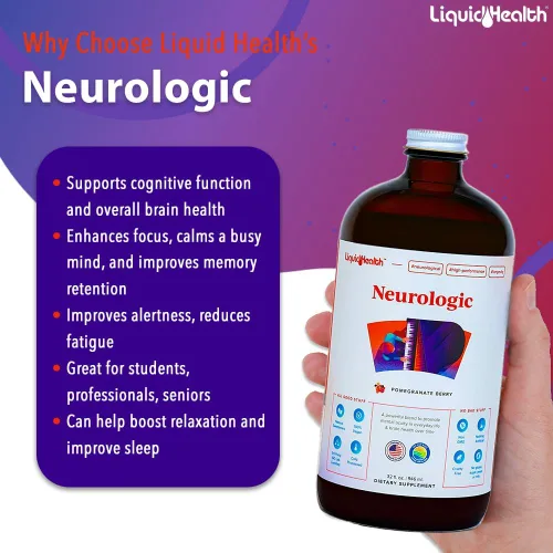 Vista 3 de LIQUIDHEALTH Suplemento de enfoque neurológico, suplemento nootrópico para función cognitiva, memoria y enfoque con ginkgo biloba, colina, L-teanina