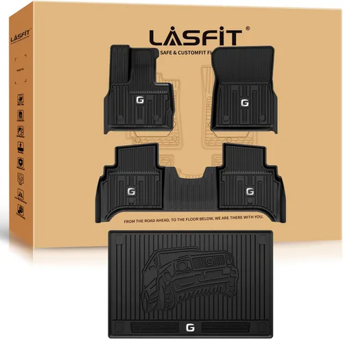Vista 38 de LASFIT - Tapetes de suelo y maletero de auto, ajuste personalizado, de TPE, para todo tipo de clima, impermeable, juego completo, negros