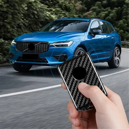 Vista 6 de Funda para llavero de fibra de carbono genuina para Volvo C30 S60 S80 S90 S901 V70 V90 Cross V90CC XC40 XC60 XC70 XC90 Smart Car Remote Key Fob Case