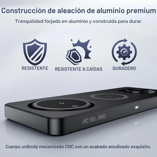 Vista 7 de AC ISLAND - Cargador inalámbrico 5 en 1 para MagSafe, soporte magnético Estación de carga de viaje Qi2.2 para iPhone 17-12 y Air Series, Apple Negro