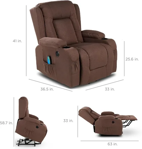 Vista 2 de Best Choice Products Silla elevadora eléctrica de lino moderno, silla de masaje reclinable, muebles ajustables para espalda, patas con 3 posiciones