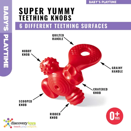 Vista 2 de Discovery Toys Super Yummy - Mordedor 5 perillas de dentición para bebés, bebés y niños pequeños, juguete calmante para la dentición sin BPA desde