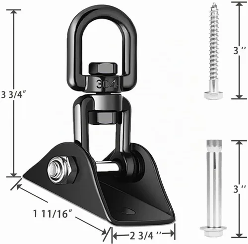 Vista 5 de Perchas de columpio resistentes para juegos de madera, capacidad de 2000 libras, colgador de hamaca giratorio de acero inoxidable 360, accesorios