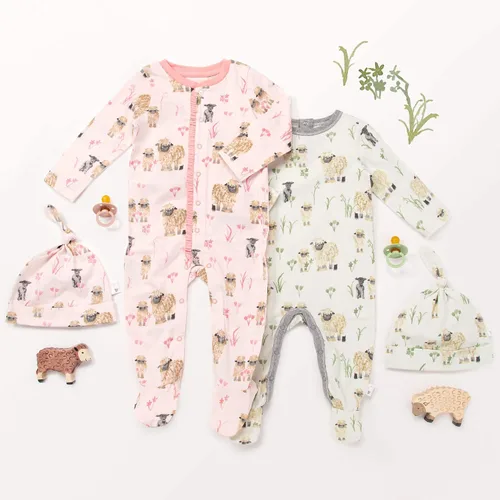 Vista 4 de Burt's Bees Baby Mameluco para bebé, 100% algodón orgánico, de una sola pieza, Feeling Sheepish, 6 meses