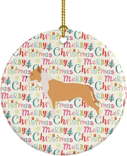 Vista 67 de Caroline's Treasures Affenpinscher - Adorno de cerámica con texto en inglés "Merry Christmas", multicolor para colgar en el árbol de Navidad