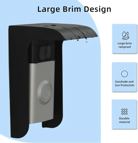 Vista 3 de Funda para timbre de puerta, protector de timbre de metal negro, protector de timbre de video pequeño, cubierta de teclado de control de acceso al