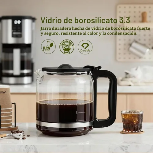 Vista 3 de ALLCUP Jarra de café de vidrio de 14 tazas compatible con Ninja DCM201