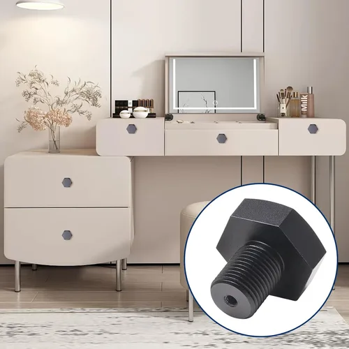 Vista 4 de 6 pomos hexagonales sólidos para gabinete, manija de gabinete de aluminio mate, tiradores de cajón de armario de cocina, cajón de baño, manija