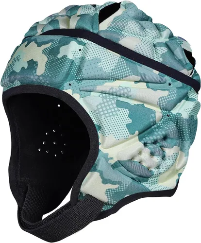 Vista 10 de DGXINJUN Casco de fútbol con bandera de carcasa suave, casco de rugby 7v7, gorra Scrum, casco acolchado de fútbol, protector de cabeza ajustable
