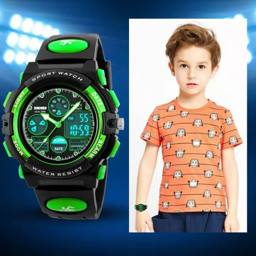 Vista 2 de eYotto Kids Sports Watch Waterproof Boys Multi-Function Analog Digital Wristwatch LED Alarm Stopwatch