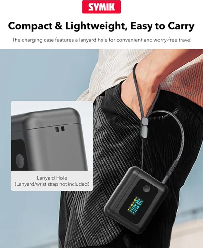 Vista 8 de Hub de cargador de batería inteligente para accesorios de aire Insta360 X4, estuche de carga rápida dual de 24 W con pantalla LCD, muestra batería