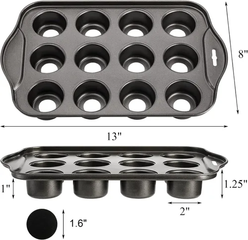 Vista 2 de Tosnail Paquete de 2 mini moldes para tarta de queso de 12 cavidades con parte inferior extraíble