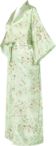 Vista 2 de Batas tipo kimono de satén para mujer, albornoces, pijamas, ropa de descanso, estampado floral