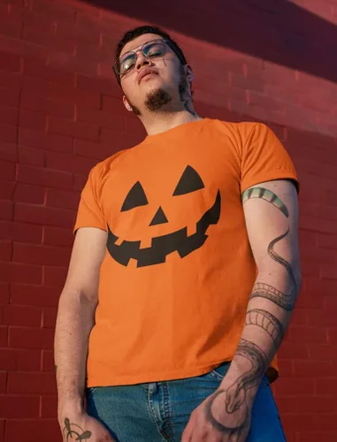 Vista 2 de Camisa de calabaza de Halloween para hombre, disfraz de Jack O Lantern para hombre