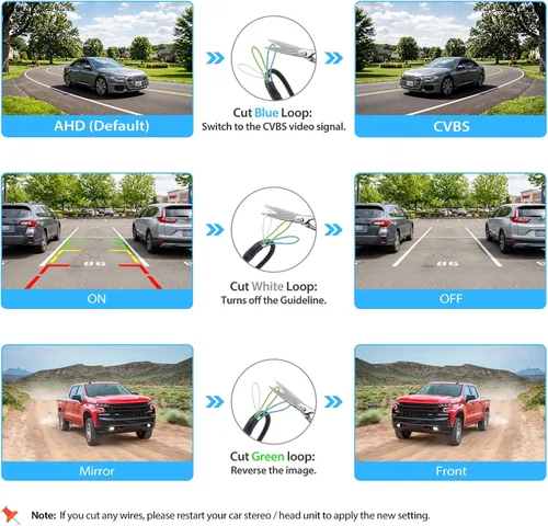Vista 3 de ZEROXCLUB - Cámara de respaldo para automóvil, 6 luces LED, visión nocturna, IP69, impermeable, con cable, cámara de visión trasera, visión amplia