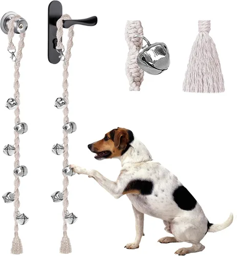 Vista 12 de Campanas de perro para salir al aire libre, campanas de entrenamiento para ir al baño, hechas a mano, ajustables Hecho a mano con hilo de alta