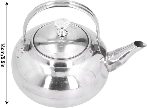 Vista 2 de Exquisita cafetera de acero inoxidable de 5.5 pulgadas con colador de té para hogar y restaurante