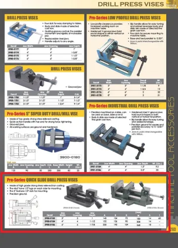 Vista 3 de HHIP 3900-0183 Pro-Series prensa de perforación de hierro de alta calidad de deslizamiento rápido, mordaza de 3" de ancho x 1.25" de profundidad