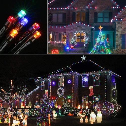 Vista 3 de Luces solares de Navidad para exteriores, tira de luces de 33 pies con 100 luces LED con 8 modos, luces de hadas impermeables para Navidad