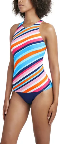 Vista 2 de Nautica Traje de baño tankini de cuello alto con espalda cruzada estándar para mujer con doble correa
