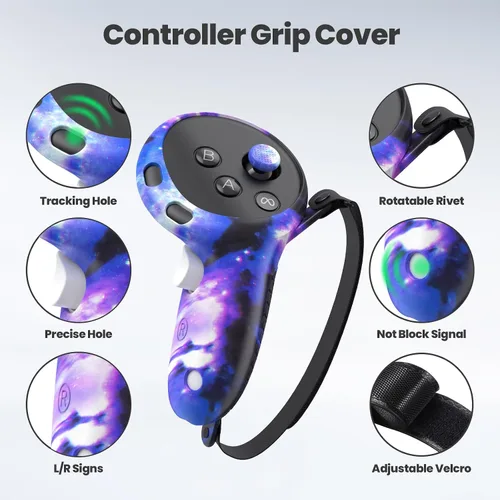 Vista 4 de Compatible with Meta Quest 3 Accessories, VR Silicone Face Cover, VR Shell Cover,Touch Controller Grip Cover,Camera Lens Protector Set Compatible