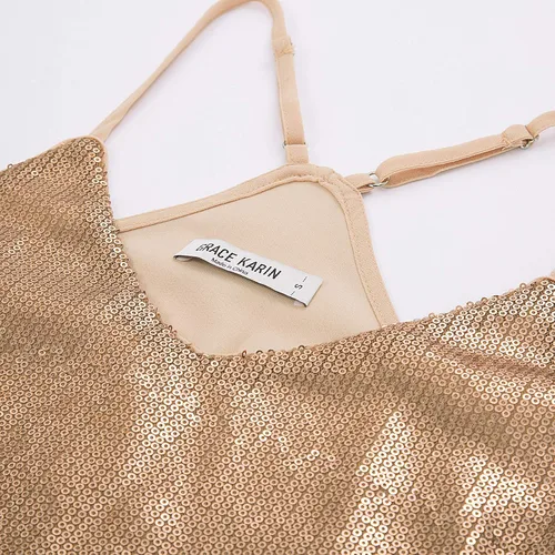 Vista 3 de GRACE KARIN - Camiseta brillante sin mangas para mujer, con lentejuelas