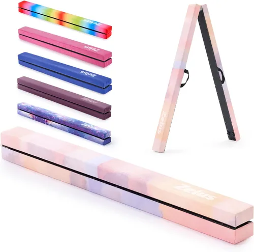 Vista 9 de ZELUS Viga de Equilibrio de Gimnasia Plegable de 8', Viga de Equilibrio de Suelo con Asas de Transporte, Base Antideslizante para Niños