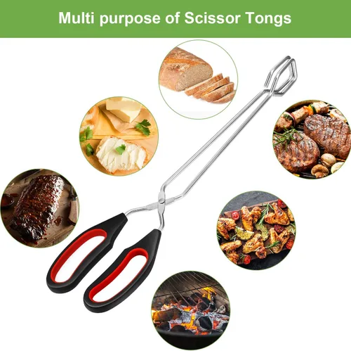 Vista 2 de Boao Paquete de 3 pinzas de acero inoxidable para cocinar, pinzas de alambre de cocina de 9 pulgadas, 11 pulgadas y 12 pulgadas, resistentes al