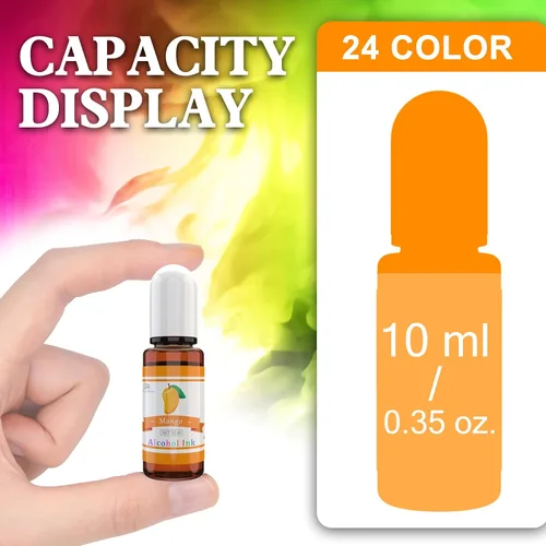 Vista 7 de Juego de Tinta de Alcohol - 24 Colores Vibrantes para Arte de Resina, Fabricación de Placas de Petri, Pintura Epoxi - Tinte de Color de Pintura