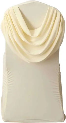 Vista 25 de Efavormart - Funda para silla de banquete de elastano con falda plisada con volantes y banda trasera cruzada, funda elástica negra para bodas y Negro