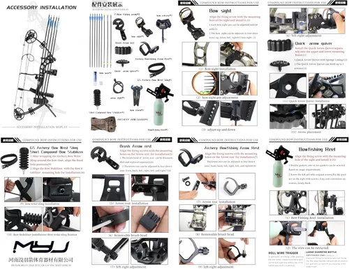 Vista 9 de Conjunto de arco y flecha compuesto para adultos, kit combinado de pesca con arco ajustable de 30-65 libras, combinación de arco compuesto de 19.5
