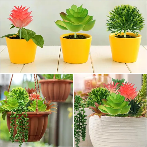 Vista 3 de QUOZUO Plantas suculentas artificiales, 14 plantas suculentas coloridas, mini suculentas falsas para manualidades, hogar, jardín, oficina, fiesta