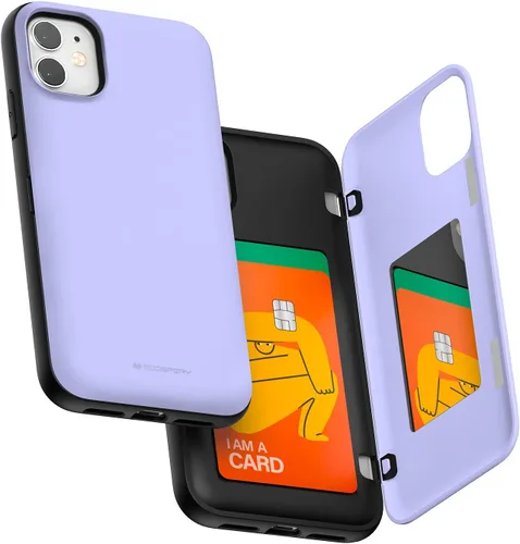 Vista 9 de Carcasa Goospery tipo cartera para iPhone 11, con funda para tarjetas, carcasa de teléfono con protección dual con capa antigolpes, IP11-MDB Negro