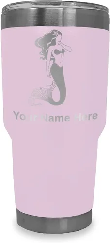 Vista 17 de LaserGram Vaso aislado al vacío de 20 onzas, sirena, grabado personalizado incluido (negro)