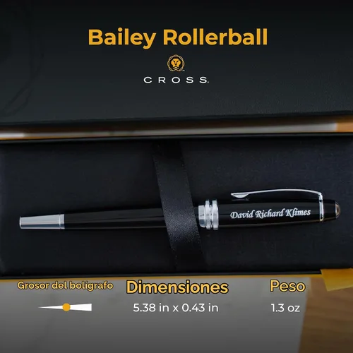 Vista 5 de Cross Bailey - Bolígrafo de punta redonda personalizada en laca negra con Negro