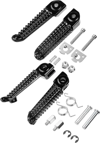 Vista 6 de Reposapiés delantero y trasero de motocicleta para Yamaha YZF R1 '98-2019, R6 '03-2020 (delantero+trasero, negro)