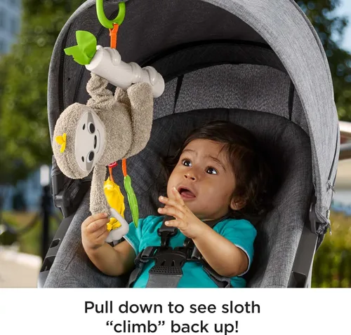 Vista 4 de Fisher-Price Juguete para Bebé Perezoso Slow Much Fun para Cochecito, Actividad de Viaje con Movimiento y Detalles Sensoriales para Recién Nacidos