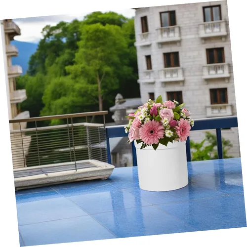 Vista 7 de MAGICLULU Caja de flores redonda de papel colorido Caja de embalaje de papel de flores Cubo de embalaje de flores redondas para fiesta de oficina