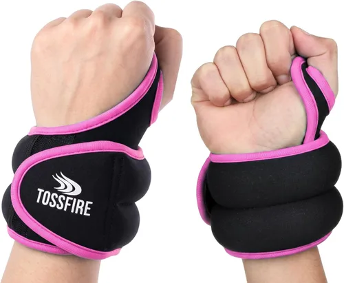 Vista 8 de Comfecto Wrist Weights with Thumb Loops Lock, 1lb*2 2lbs*2 for Running, Strength Training, Walking, Exercises, Gym, Cardio, Men, Women Rosa