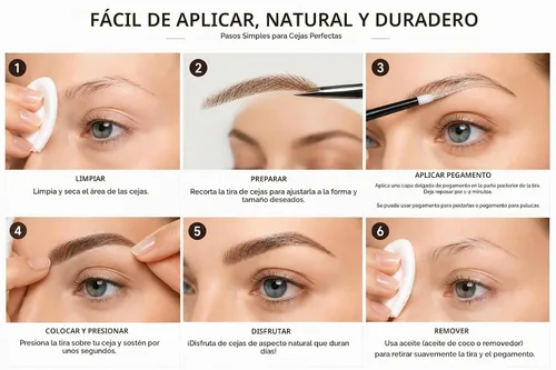 Vista 3 de Extensiones artificiales de cejas de cabello humano natural cejas falsas (1B-negro natural)