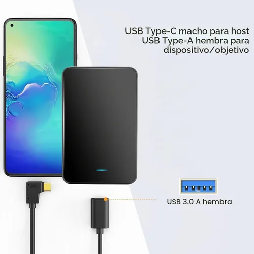 Vista 6 de CableCreation Adaptador USB C a USB hembra de 90 grados, cable USB C OTG, tipo C a USB A, conector hembra compatible con MacBook Pro Air, iPad