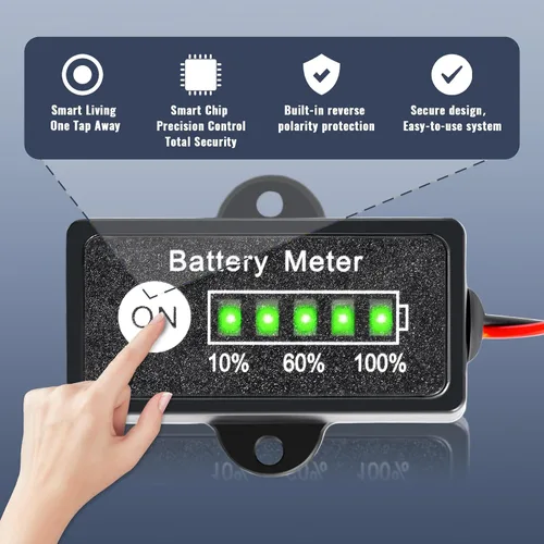Vista 4 de Medidor de batería de 12 V, indicador de batería de plomo-ácido, medidor de combustible, monitor y probador para motocicleta, carritos de golf