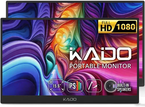 Vista 12 de Kado Paquete de 2 monitores portátiles 15.6 pulgadas 1920x1080 USB-C HDMI