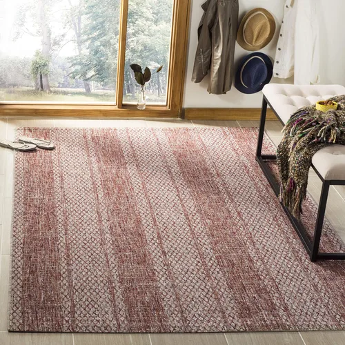 Vista 20 de SAFAVIEH Courtyard Collection CY8736 - Alfombra de pasillo de 2 pies 3 pulgadas x 6 pies 7 pulgadas, color gris claro/fucsia CY8736 para interiores