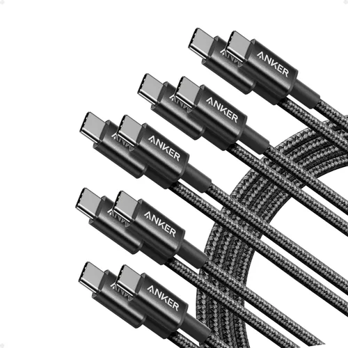 Vista 5 de Cable USB C a USB C de Anker, Cable de Carga Rápida Type-C de 60W (1 pie, paquete de 2) para iPhone Serie 17, iPad mini 6 y Más (Negro) Para