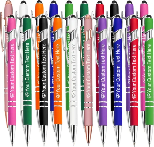 Vista 81 de STREADVE Bolígrafos personalizados personalizados con nombre grabado, logotipo, texto, bolígrafos de escritura suave, regalo personalizado para Negro