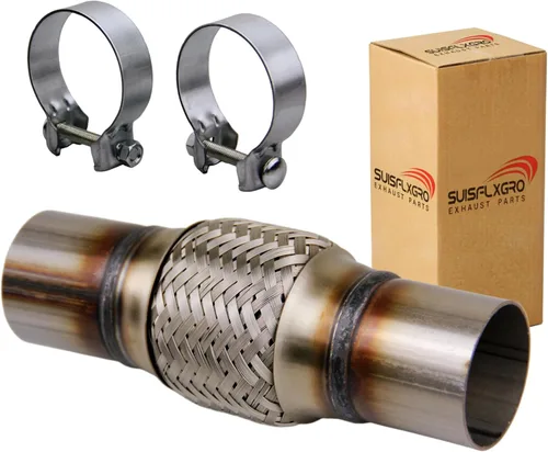 Vista 16 de Tubo Flexible de Escape SUISFLXGRO Universal Tipo 100% Acero Inoxidable Para Carga Pesada y Autos (1 PC, 2X8X12)