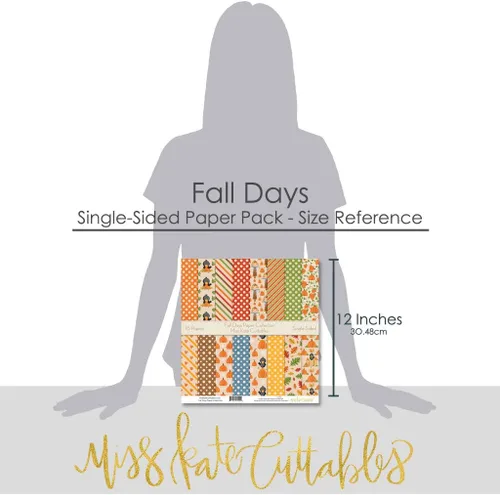 Vista 3 de Paquete de papel de patrón – Días de otoño – Papel especial premium de una cara de 12 x 12 pulgadas, colección incluye 16 hojas – por Miss Kate
