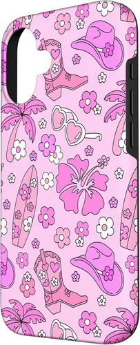 Vista 2 de iPhone 16 Coastal Cowgirl Estética Rosa Cowgirl Hat Cowboy Boots Boho Case
